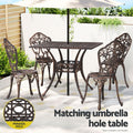 Gardeon 5 Piece Outdoor Dining Set Cast Aluminum Brown