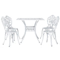 Gardeon 5pc Outdoor Dining Set Cast Aluminium Patio White