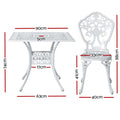 Gardeon 5pc Outdoor Dining Set Cast Aluminium Patio White