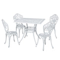 Gardeon 5pc Outdoor Dining Set Cast Aluminium Patio White