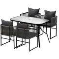 Gardeon 5PC Outdoor Dining Set Black Rope Patio Furniture Table Chairs