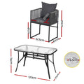 Gardeon 5PC Outdoor Dining Set Black Rope Patio Furniture Table Chairs