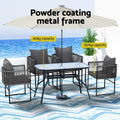 Gardeon 5PC Outdoor Dining Set Black Rope Patio Furniture Table Chairs