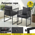 Gardeon 5PC Outdoor Dining Set Black Rope Patio Furniture Table Chairs
