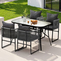 Gardeon 5PC Outdoor Dining Set Black Rope Patio Furniture Table Chairs