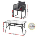 Gardeon 5PC Outdoor Dining Set Table Chairs Patio Furniture Black