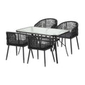 Gardeon 5PC Outdoor Dining Set Black Garden Patio Furniture Table Chairs