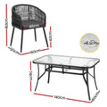 Gardeon 5PC Outdoor Dining Set Black Garden Patio Furniture Table Chairs