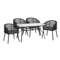 Gardeon 5PC Outdoor Dining Set Black Garden Patio Furniture Table Chairs