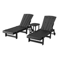 Gardeon Sun Lounge Lounger Table Chairs HDPE Black Outdoor Furniture