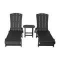 Gardeon Sun Lounge Lounger Table Chairs HDPE Black Outdoor Furniture