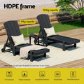 Gardeon Sun Lounge Lounger Table Chairs HDPE Black Outdoor Furniture