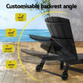 Gardeon Sun Lounge Lounger Table Chairs HDPE Black Outdoor Furniture
