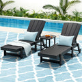 Gardeon Sun Lounge Lounger Table Chairs HDPE Black Outdoor Furniture