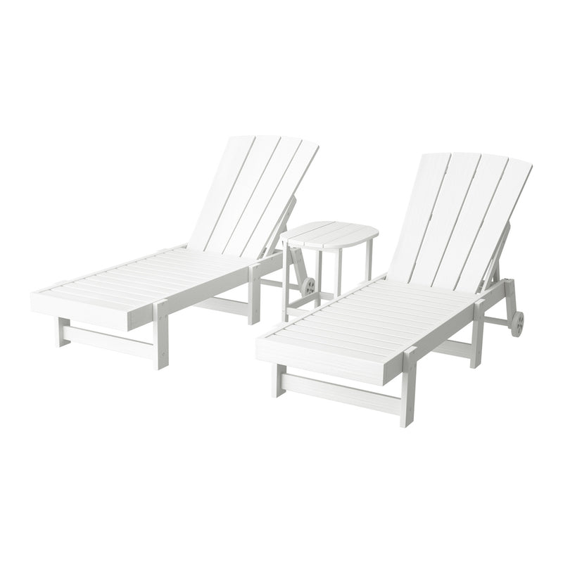 Gardeon Sun Lounge Chair Wheels White Outdoor Patio Furniture HDPE