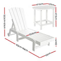Gardeon Sun Lounge Chair Wheels White Outdoor Patio Furniture HDPE