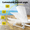 Gardeon Sun Lounge Chair Wheels White Outdoor Patio Furniture HDPE