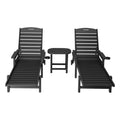 Gardeon Sun Lounge Chair HDPE Black with Wheels Outdoor Patio