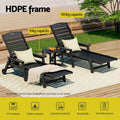 Gardeon Sun Lounge Chair HDPE Black with Wheels Outdoor Patio