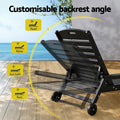 Gardeon Sun Lounge Chair HDPE Black with Wheels Outdoor Patio