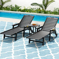 Gardeon Sun Lounge Chair HDPE Black with Wheels Outdoor Patio