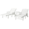 Gardeon Sun Lounge Chair White HDPE Wheels Outdoor Patio Furniture