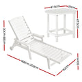 Gardeon Sun Lounge Chair White HDPE Wheels Outdoor Patio Furniture
