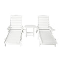 Gardeon Sun Lounge Chair White HDPE Wheels Outdoor Patio Furniture