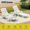 Gardeon Sun Lounge Chair White HDPE Wheels Outdoor Patio Furniture