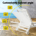 Gardeon Sun Lounge Chair White HDPE Wheels Outdoor Patio Furniture