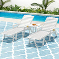 Gardeon Sun Lounge Chair White HDPE Wheels Outdoor Patio Furniture