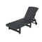 Gardeon Adirondack Sun Lounge Chair with Wheels Black HDPE Outdoor