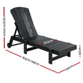 Gardeon Adirondack Sun Lounge Chair with Wheels Black HDPE Outdoor