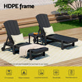 Gardeon Adirondack Sun Lounge Chair with Wheels Black HDPE Outdoor