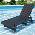 Gardeon Adirondack Sun Lounge Chair with Wheels Black HDPE Outdoor