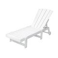 Gardeon Adirondack Sun Lounge White HDPE Outdoor Chair with Wheels