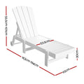 Gardeon Adirondack Sun Lounge White HDPE Outdoor Chair with Wheels