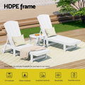 Gardeon Adirondack Sun Lounge White HDPE Outdoor Chair with Wheels