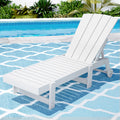 Gardeon Adirondack Sun Lounge White HDPE Outdoor Chair with Wheels