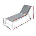 Gardeon Sun Lounger Chaise Lounge with Wheels White Patio Furniture