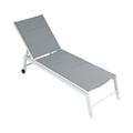 Gardeon Sun Lounger Chaise Lounge with Wheels White Patio Furniture