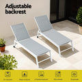 Gardeon Sun Lounger Chaise Lounge with Wheels White Patio Furniture