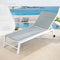Gardeon Sun Lounger Chaise Lounge with Wheels White Patio Furniture