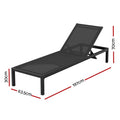 Gardeon Sun Lounge Aluminium Folding Beach Chair w/ Wheels Black
