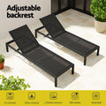 Gardeon Sun Lounge Aluminium Folding Beach Chair w/ Wheels Black