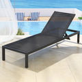 Gardeon Sun Lounge Aluminium Folding Beach Chair w/ Wheels Black