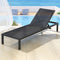 Gardeon Sun Lounge Aluminium Folding Beach Chair w/ Wheels Black