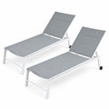 Gardeon 2PC Sun Lounger Chaise Lounge Wheels Patio Furniture Outdoor Setting White