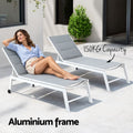 Gardeon 2PC Sun Lounger Chaise Lounge Wheels Patio Furniture Outdoor Setting White