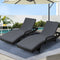Gardeon 2PC Wicker Sun Lounger Outdoor Furniture Adjustable Black